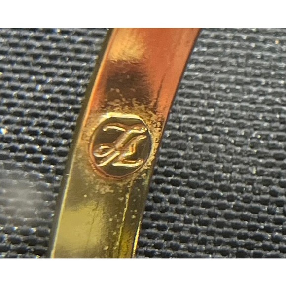 Karl Lagerfeld Signed Large Heavy Gold Plated Hoop Earrings - Picture 11 of 14